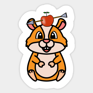 Cute hamster has an apple and arrow on head Sticker